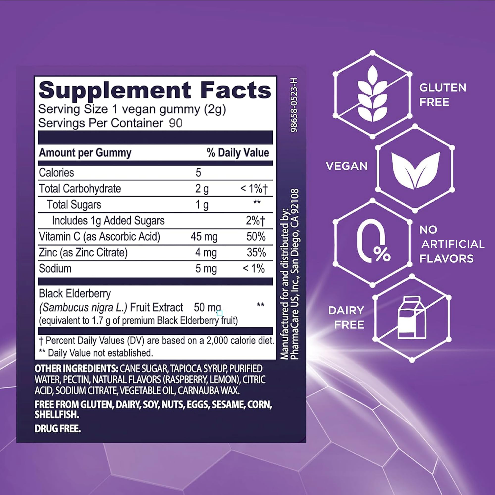Sambucol elderberry gummies being poured onto a plate to show chewy texture