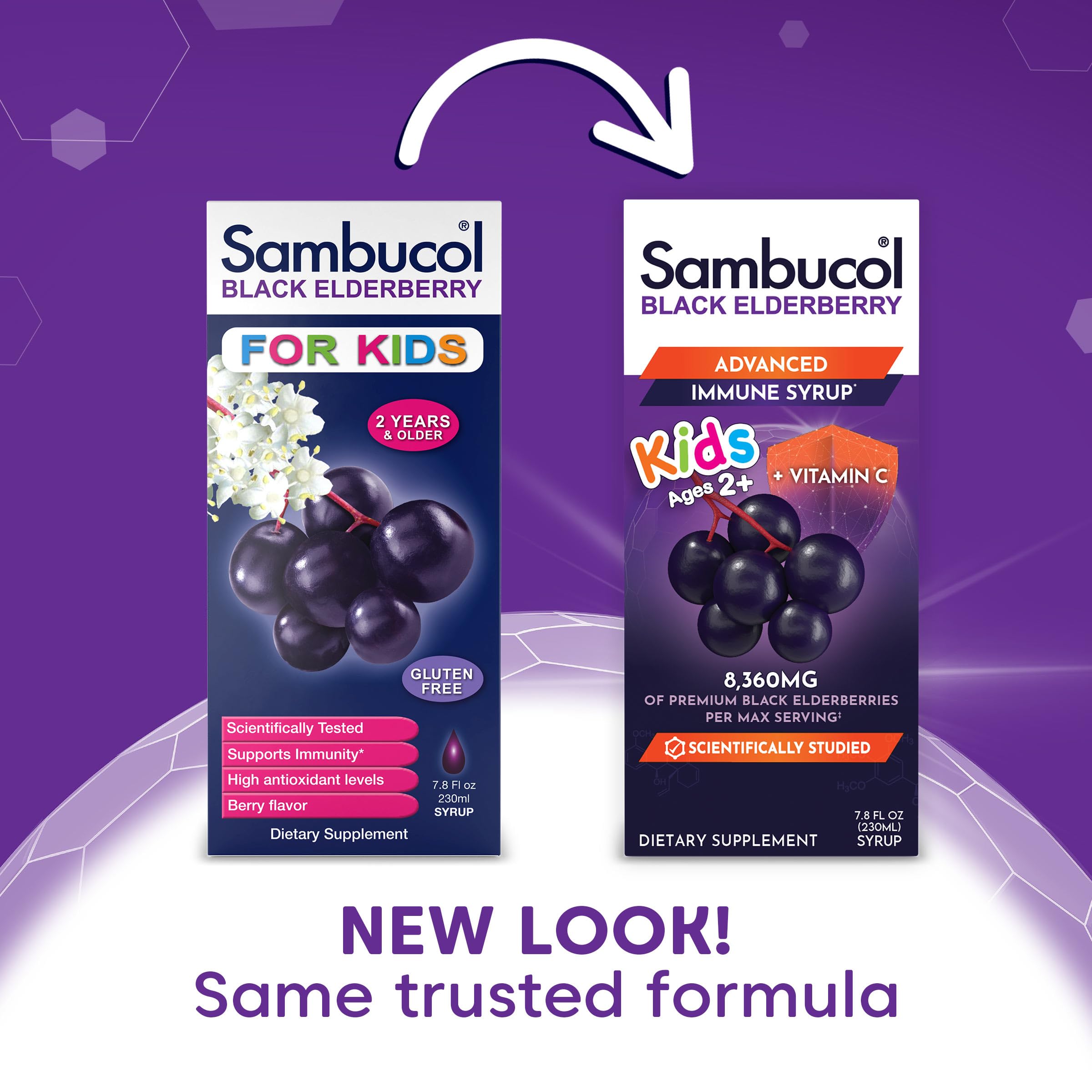 Sambucol elderberry ingredients label highlights premium black elderberry content