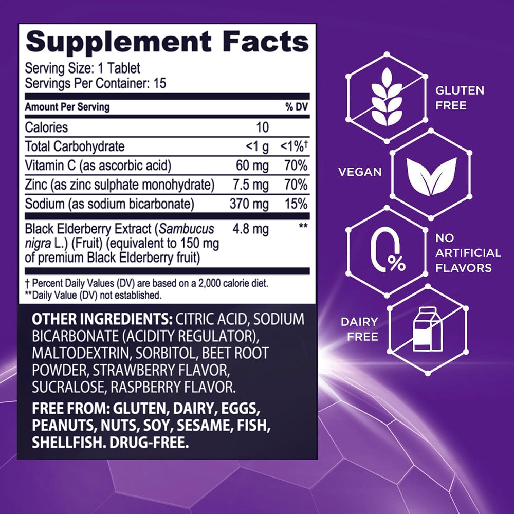 Sambucol vitamin C zinc tablet added nutrients for daily resilience