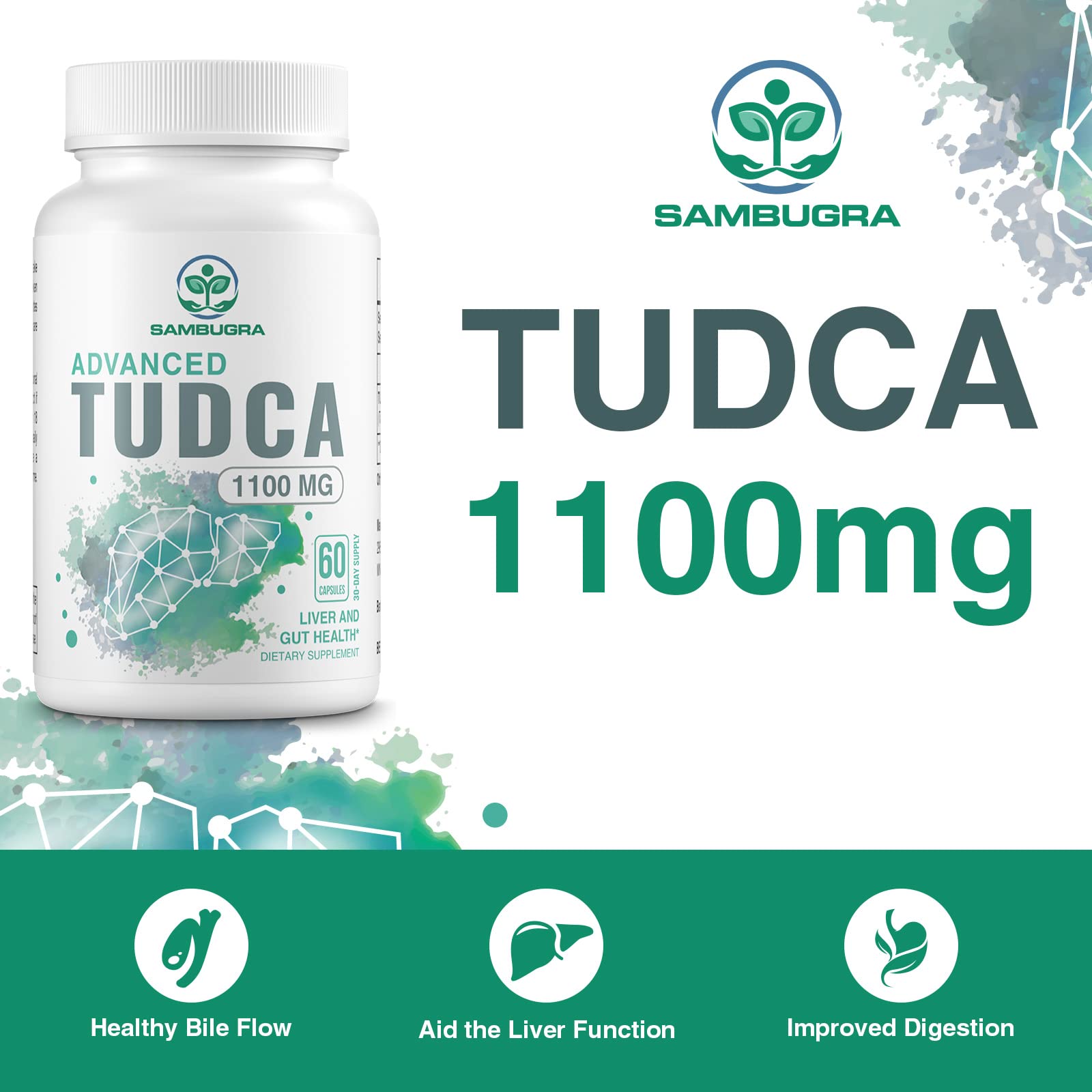 Sambugra TUDCA daily-dose illustration with two capsules