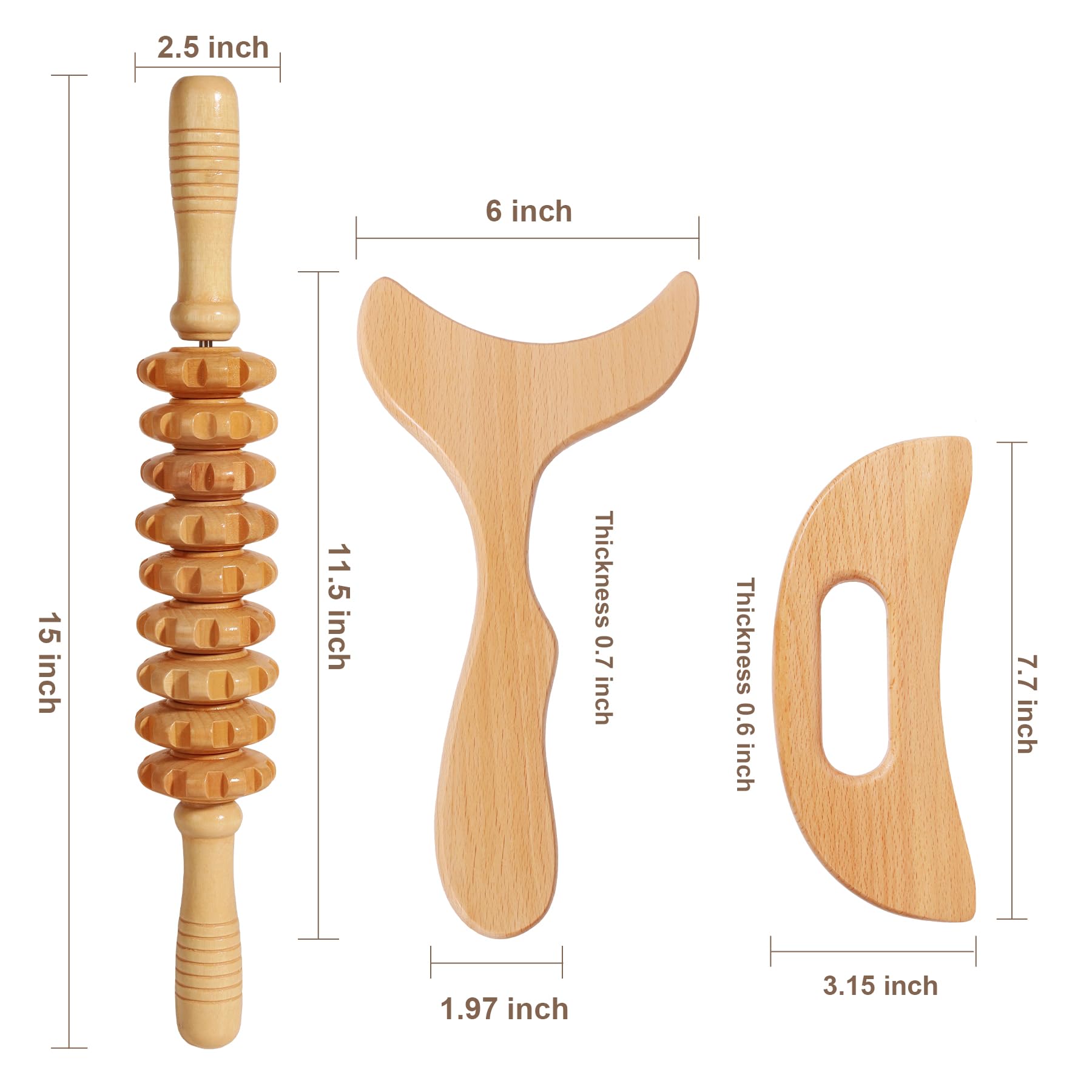 Rodillo de fascia de madera SAMEBUTECO para calentar músculos y deslizamiento suave.