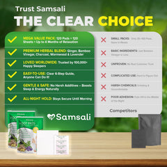 Samsali foot pads close-up highlighting natural ingredients for soothing relief