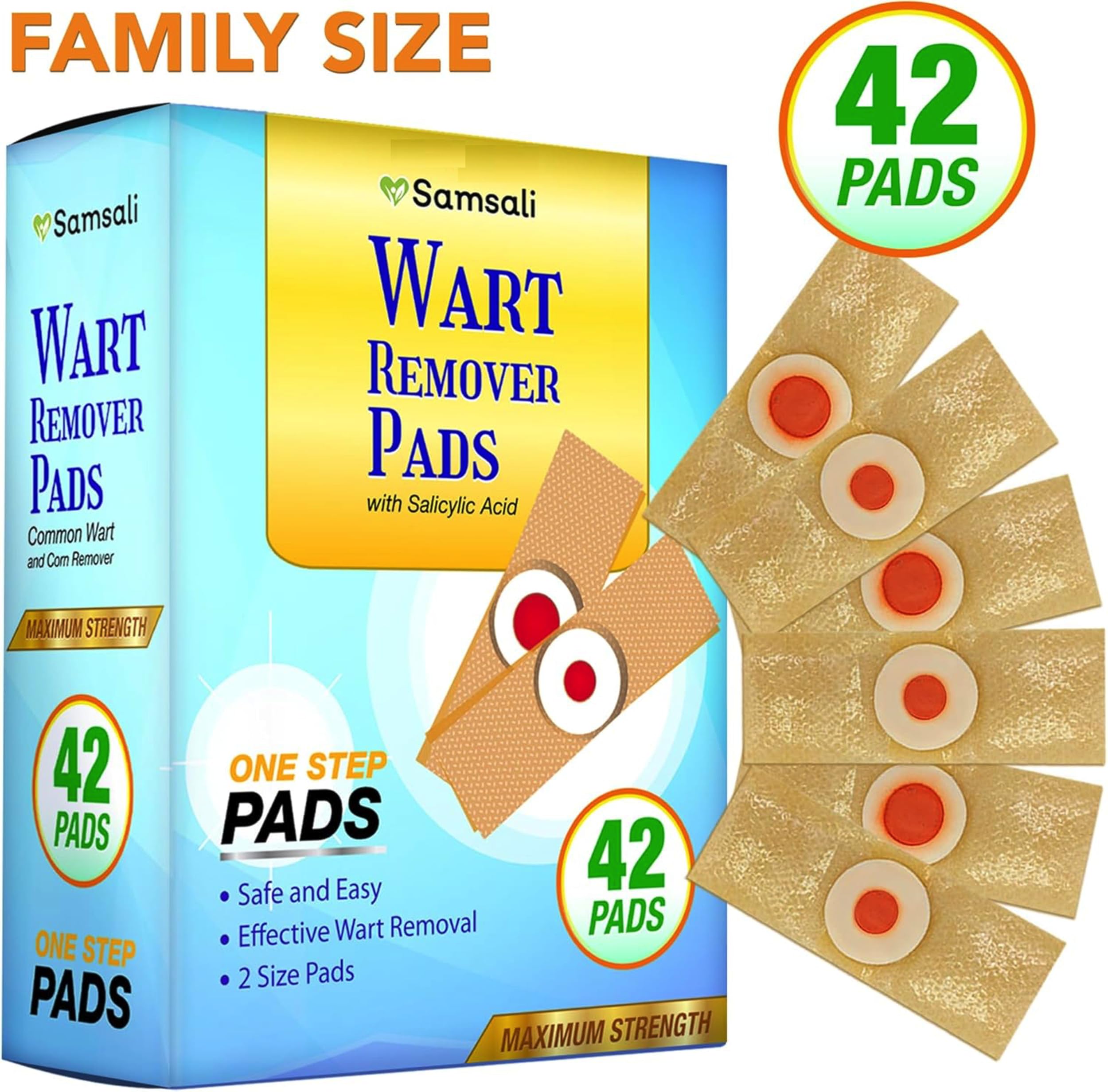 Samsali pad applied to the foot for wart treatment near toes