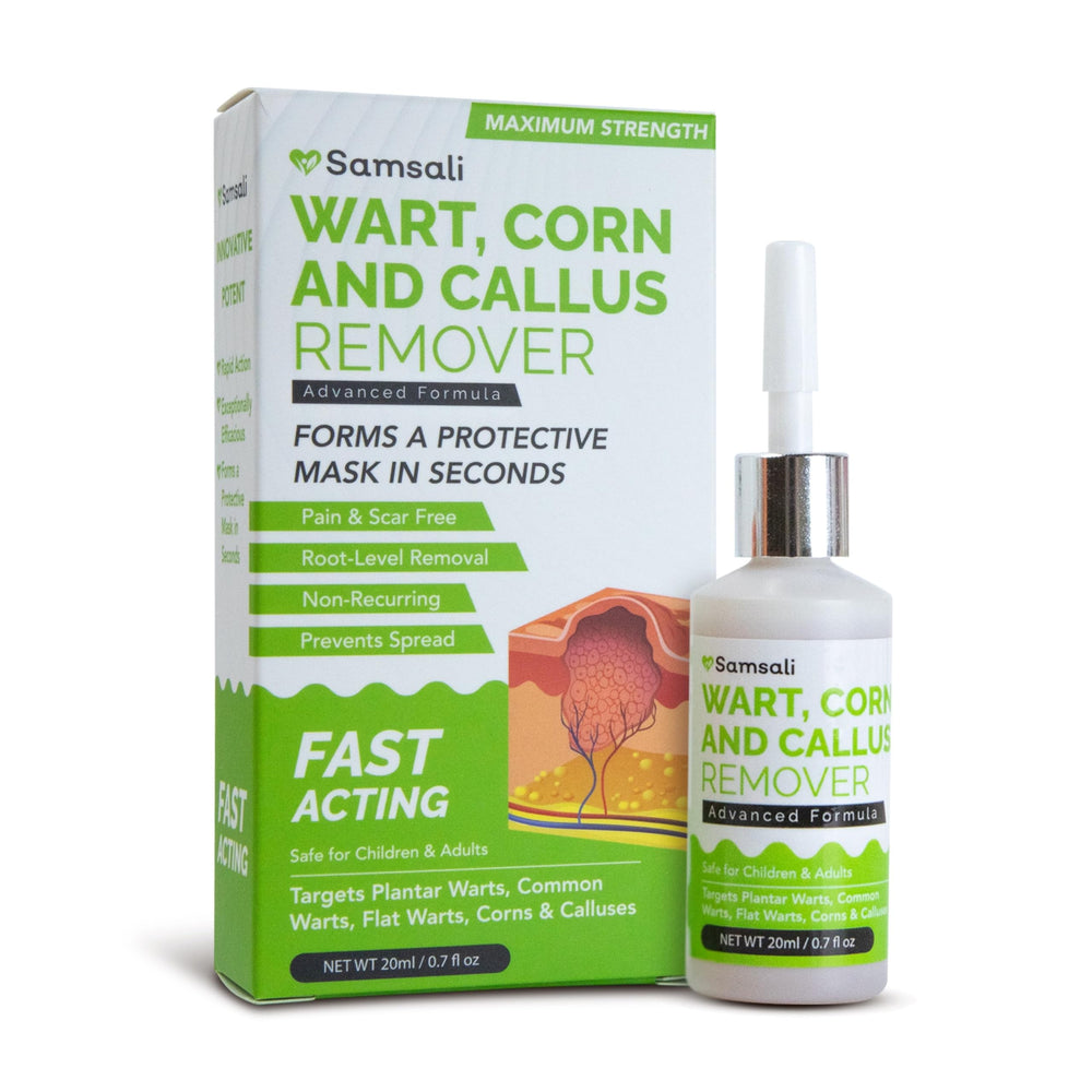 Samsali liquid wart remover bottle for at-home treatment.