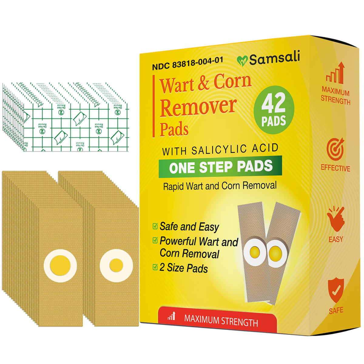 Samsali wart remover pad applied to the sole for targeted treatment and comfort