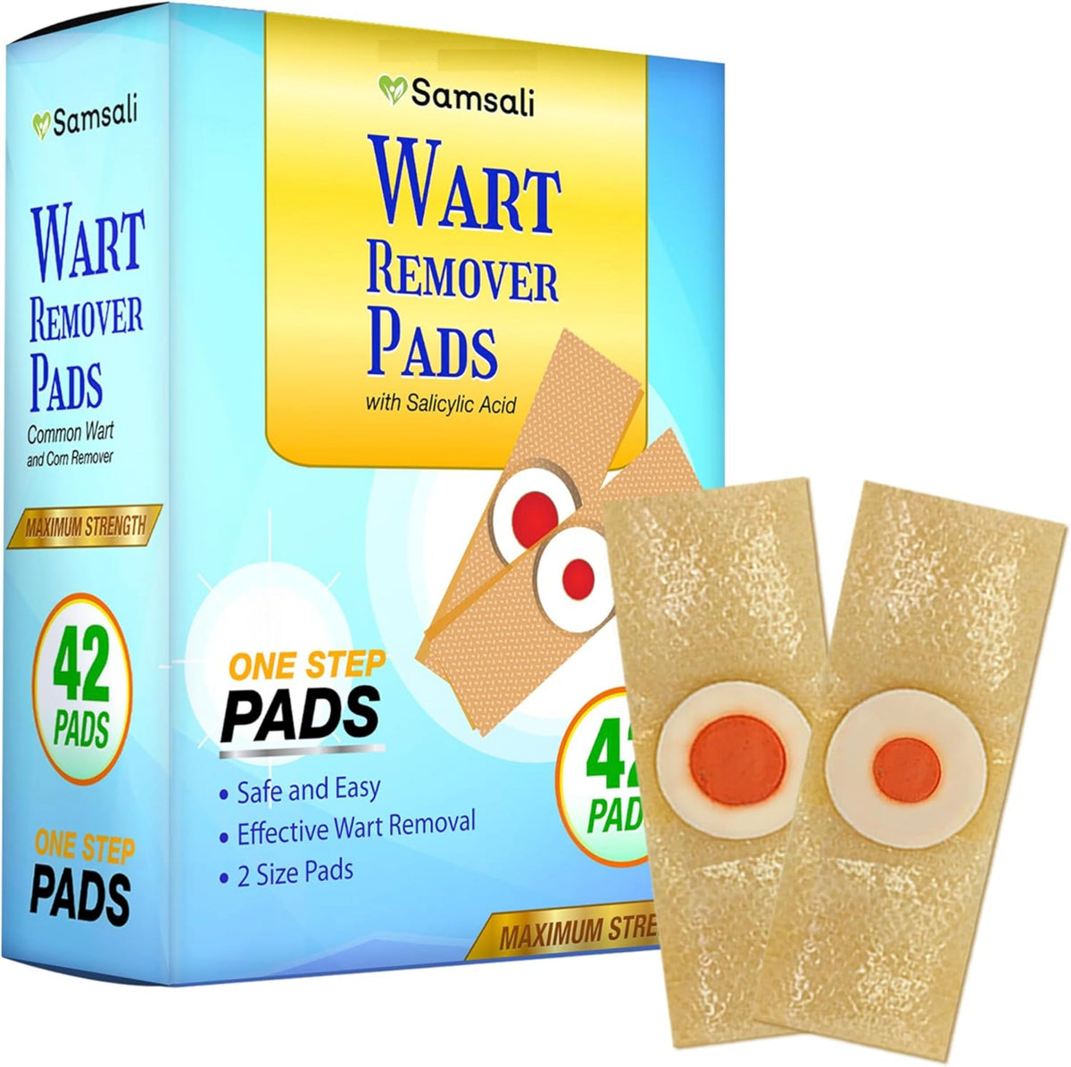 Samsali wart remover pads in use on the foot for targeted treatment