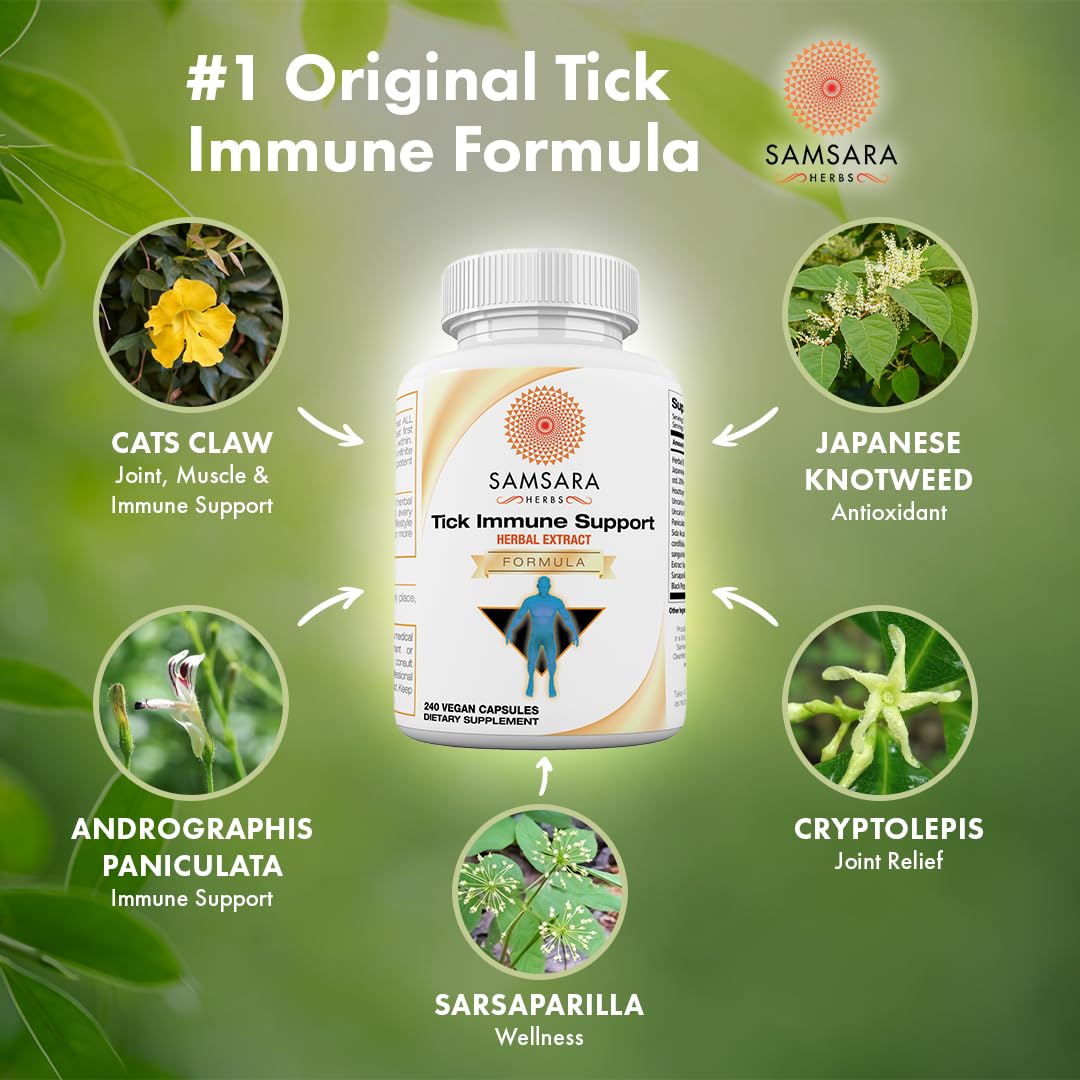 Closeup of Samsara Tick Immune capsules for daily use and potency.