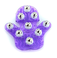 SAMYO palm-shaped massage glove with roller balls for targeted back and shoulder relief.