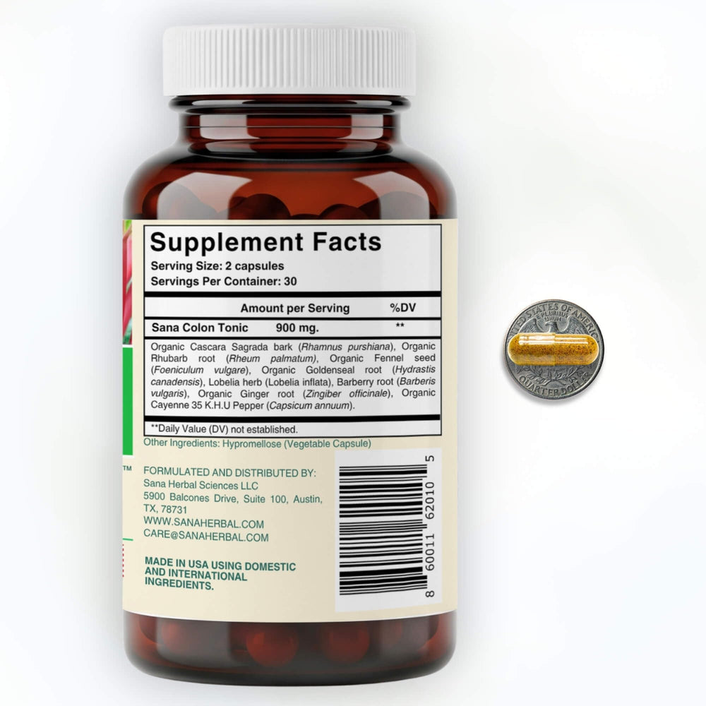 Sana Herbal Sciences 60-pill herbal laxative pack ready for daily use