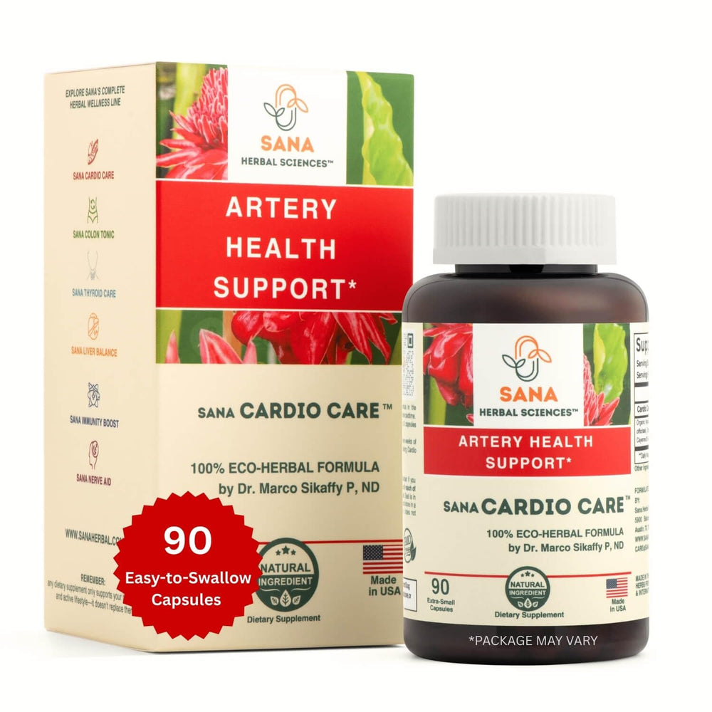 Sana HS Artery Plaque Removal bottle with easy-to-swallow capsules for daily heart support.