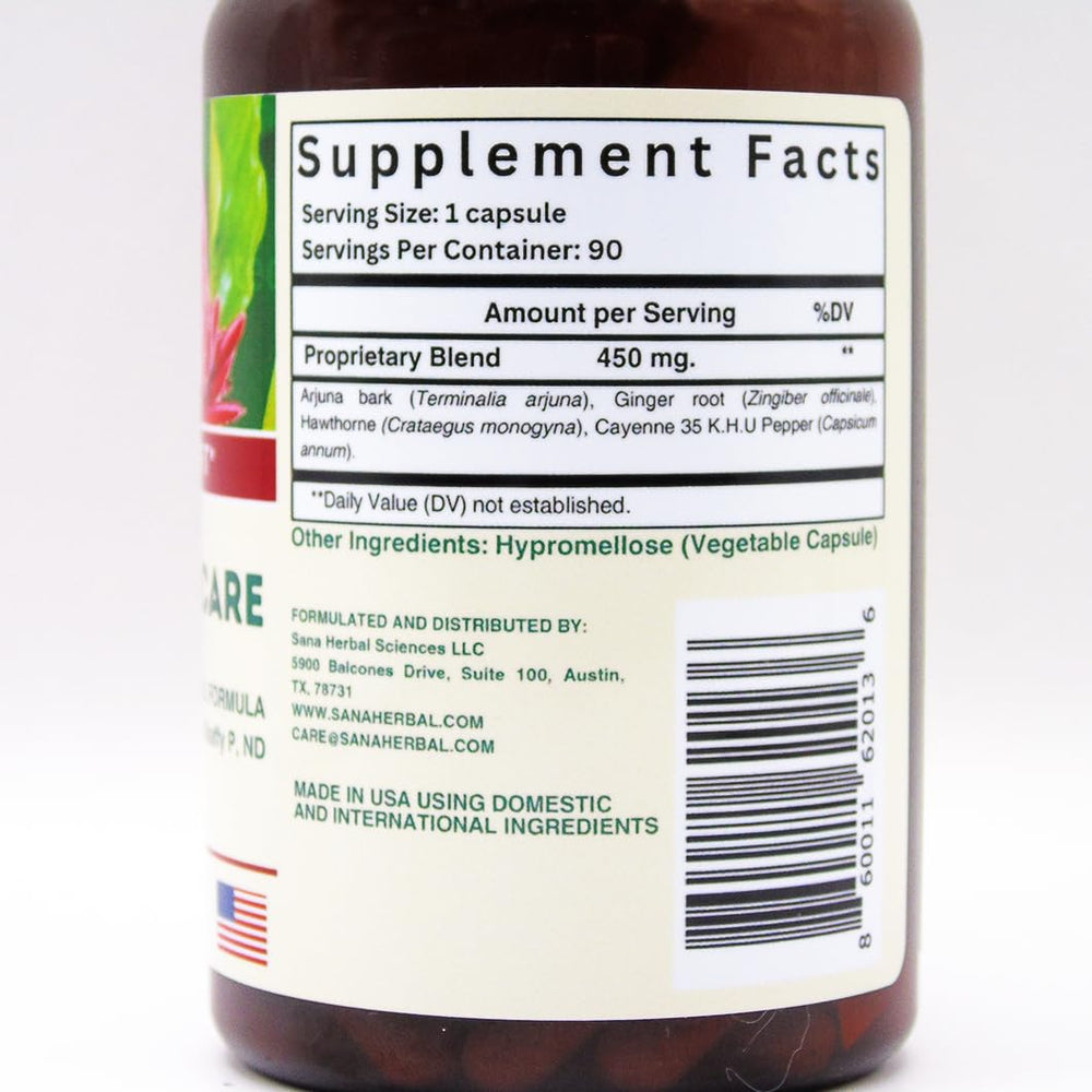 Sana HS heart health support capsules on a clean surface for everyday wellness.