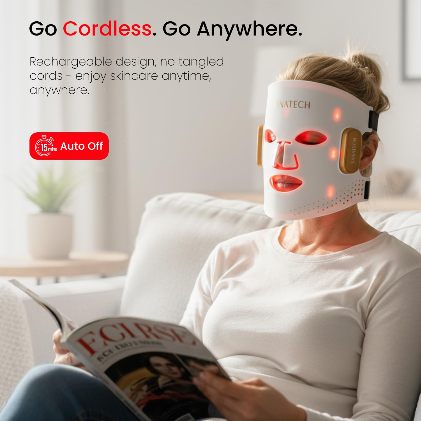 SanaTech silicone mask offers a soft, comfortable fit during sessions