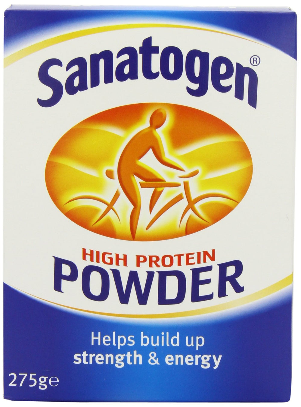 Sanatogen high protein powder bottle for post-workout nutrition