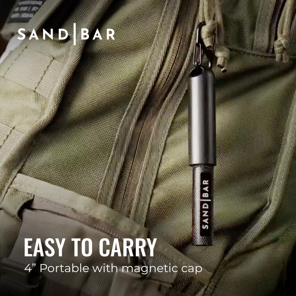 SandBar magnetic cap close-up highlighting spill-proof storage