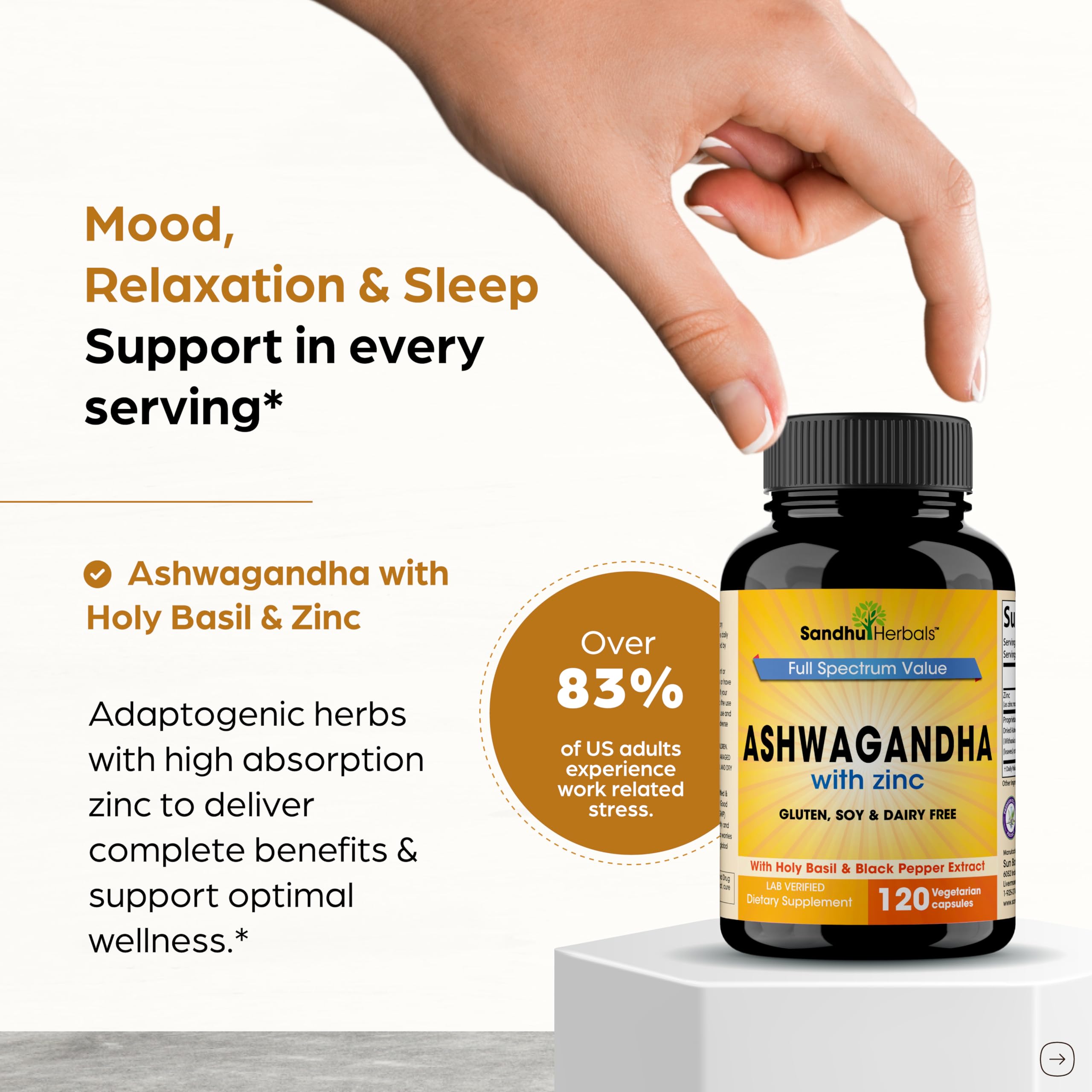 Close-up of SANDHUHERBALS capsules highlighting convenient daily use