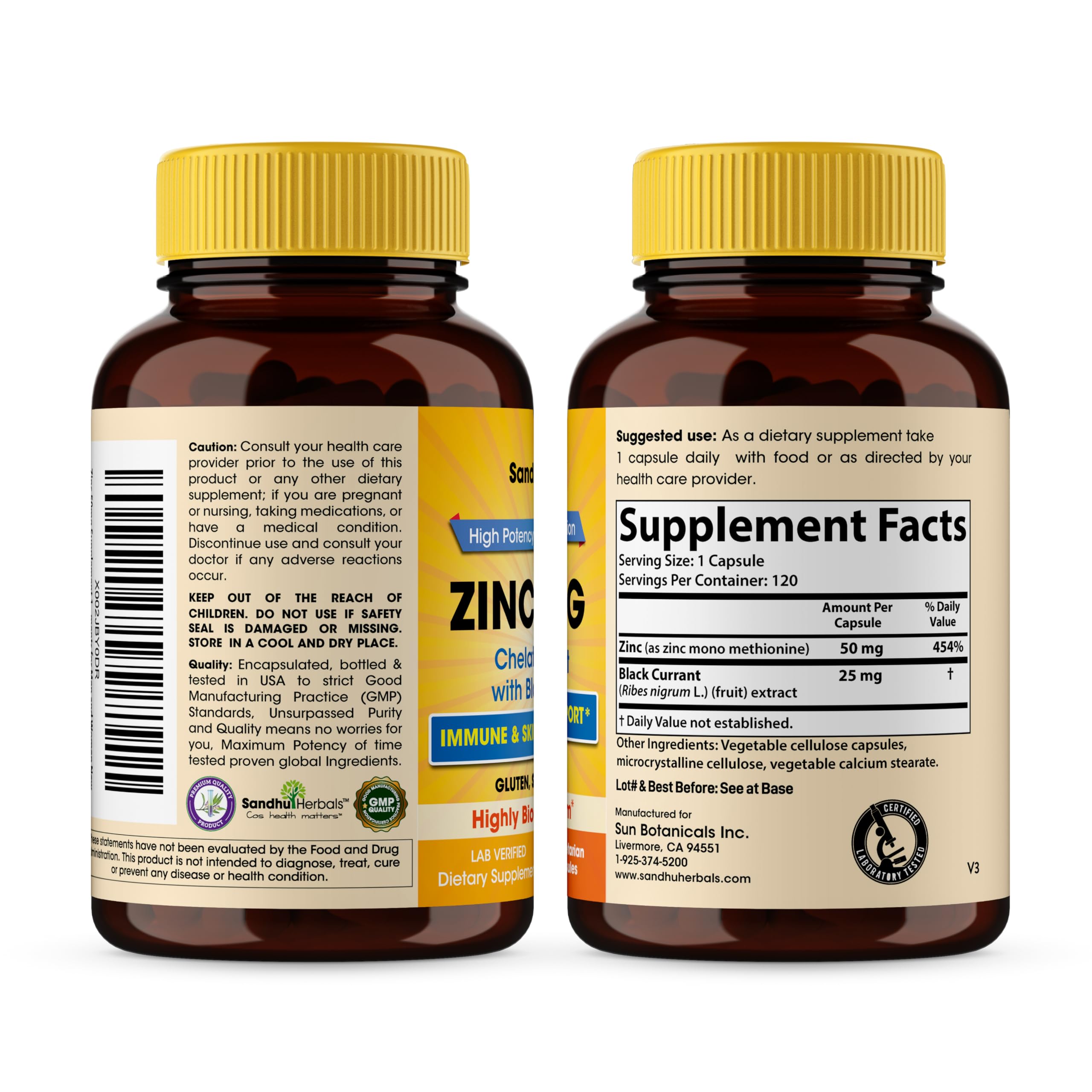 Sandhu Herbals Zinc 50mg capsules ready to swallow for daily wellness