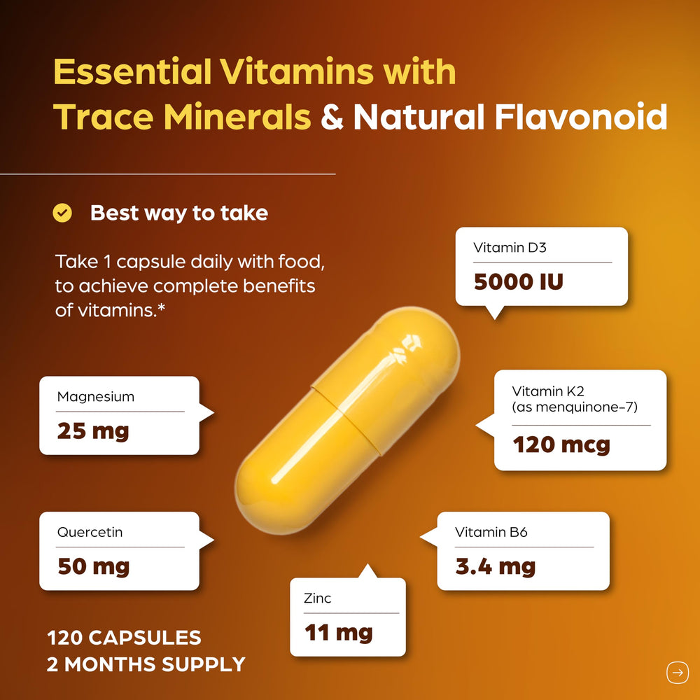 Sandhu's D3K2 capsules close-up showing easy-to-swallow form