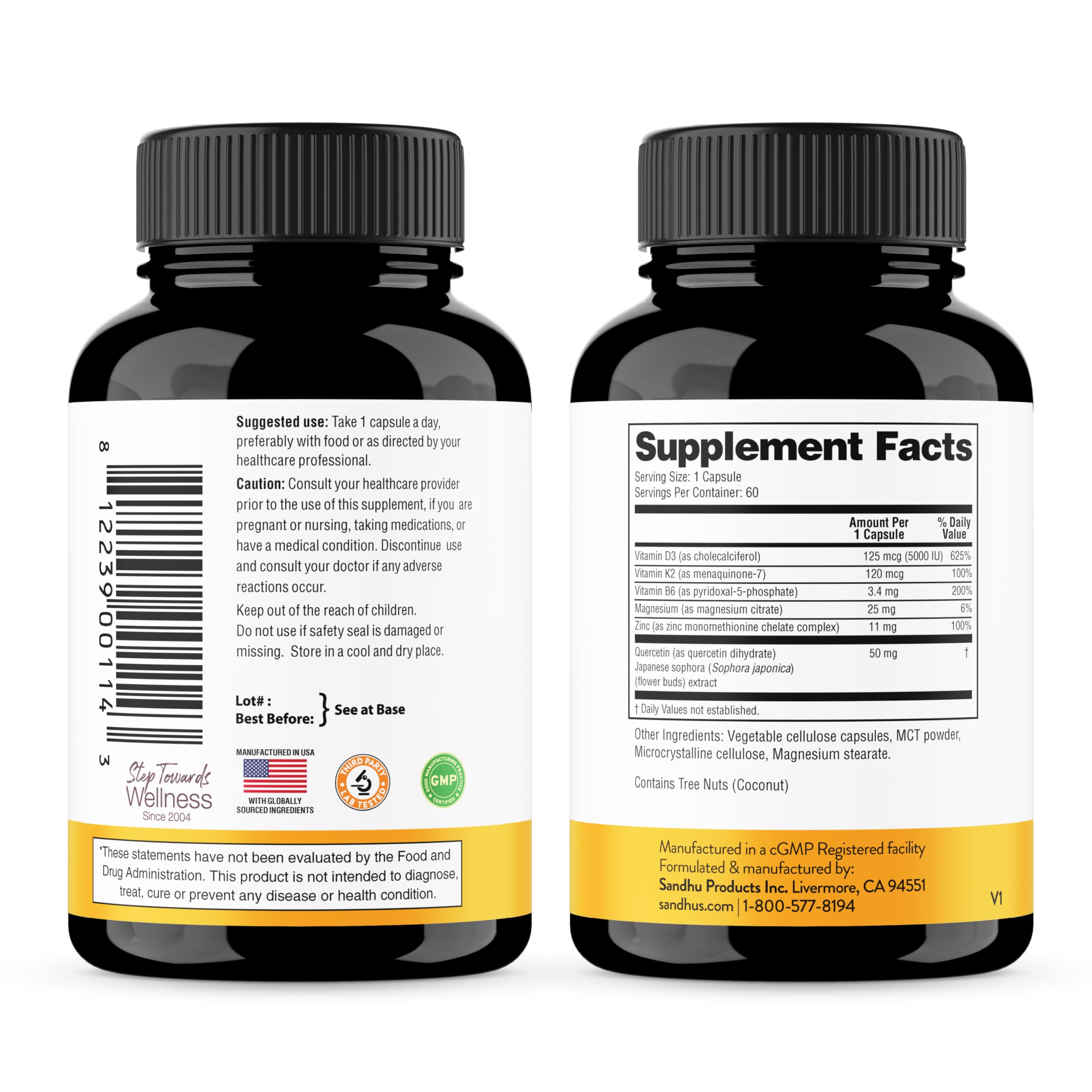 Sandhu's D3K2 ingredients chart for transparency