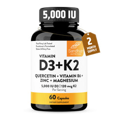 Sandhu's D3K2 Magnesium capsules in a bottle for daily energy support