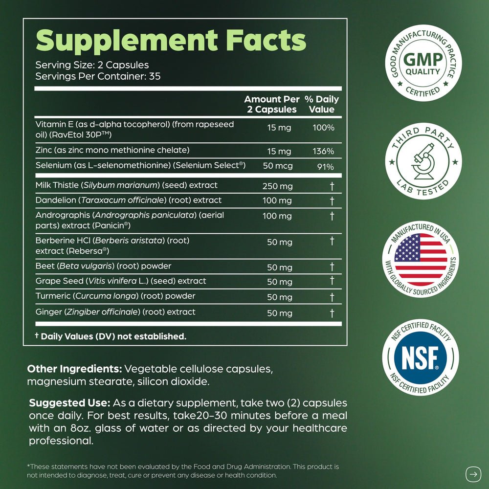 Minerals zinc and selenium in Sandhu's Liver Cleanse aid absorption.