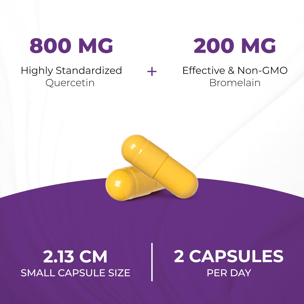 Active lifestyle scene with Sandhu's Quercetin with Bromelain on a table.
