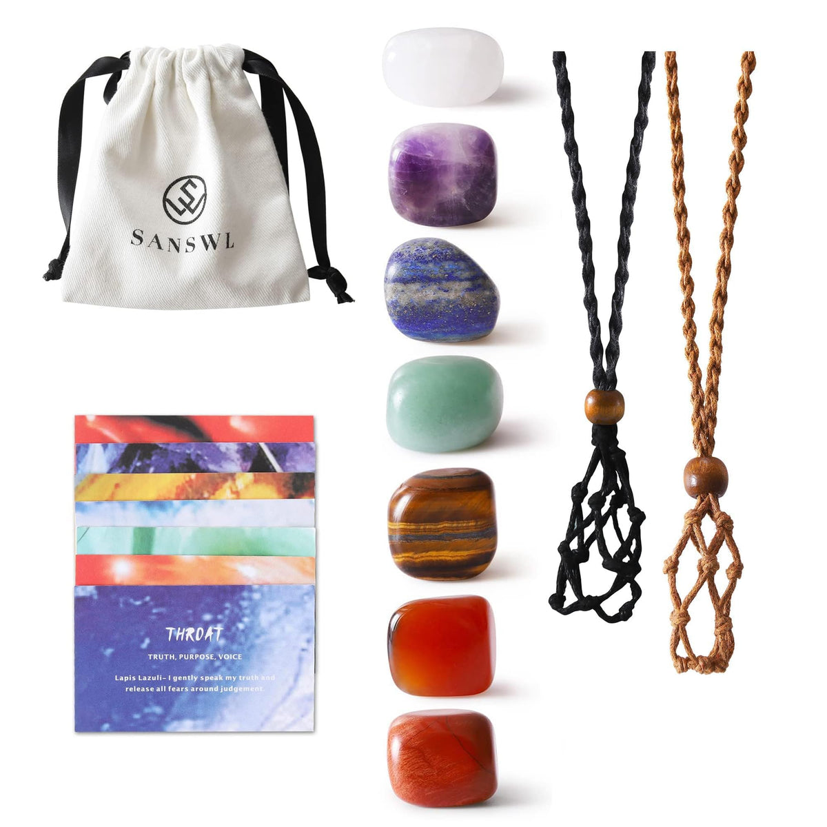 SANSWL 7 Chakra Necklace crown crystal close up for balanced energy and calm
