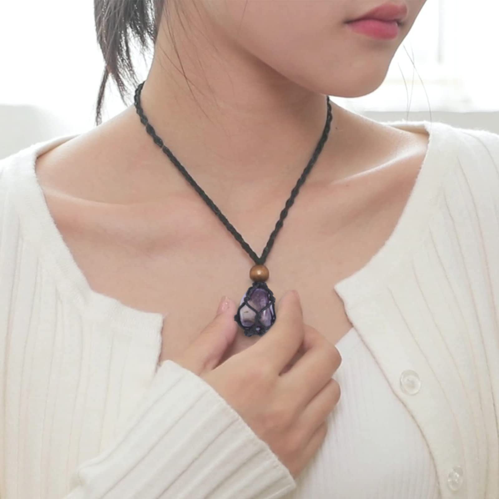 SANSWL 7 Chakra Necklace third eye amethyst for focused awareness