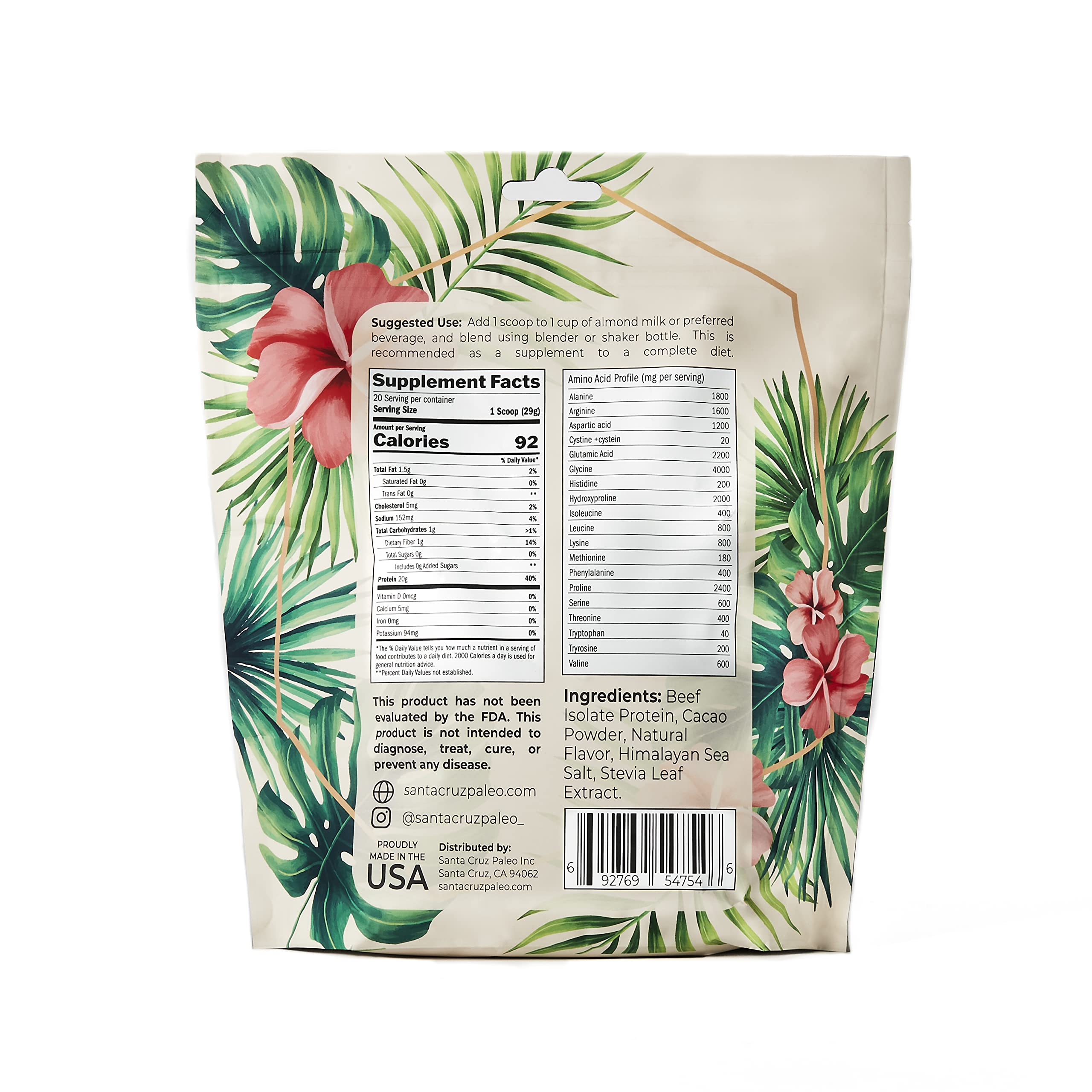 Santa Cruz Paleo 20g protein per serving for daily nutrition