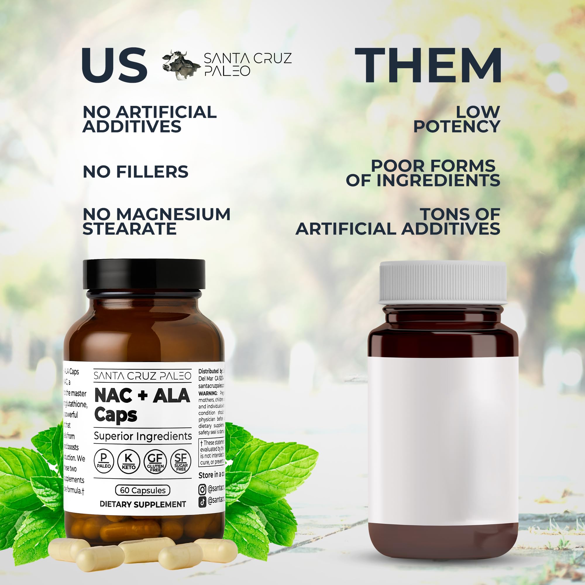 Santa Cruz Paleo NAC + ALA capsule texture close-up for smooth swallowing.