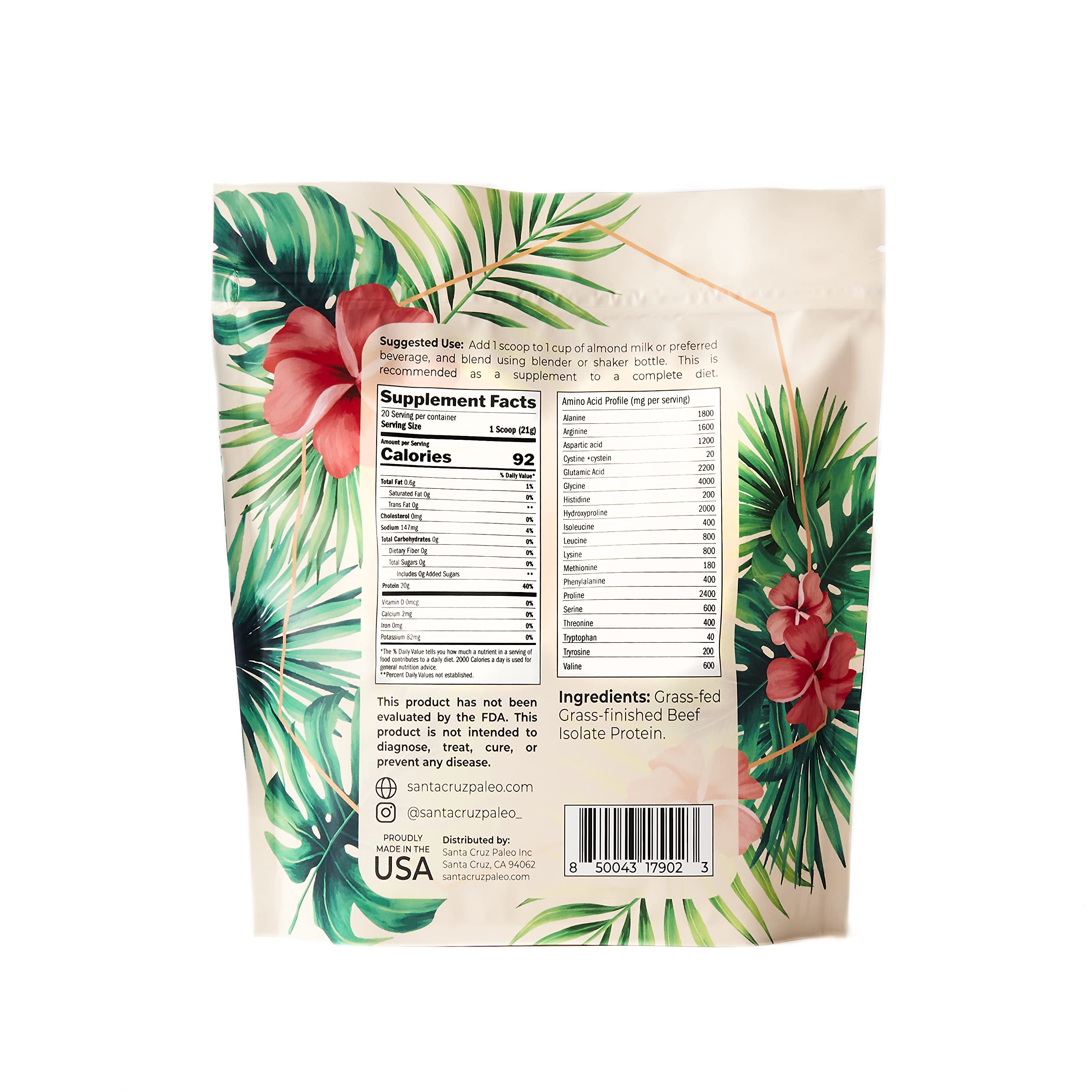 Santa Cruz Paleo closeup of collagen peptides for skin and joints.