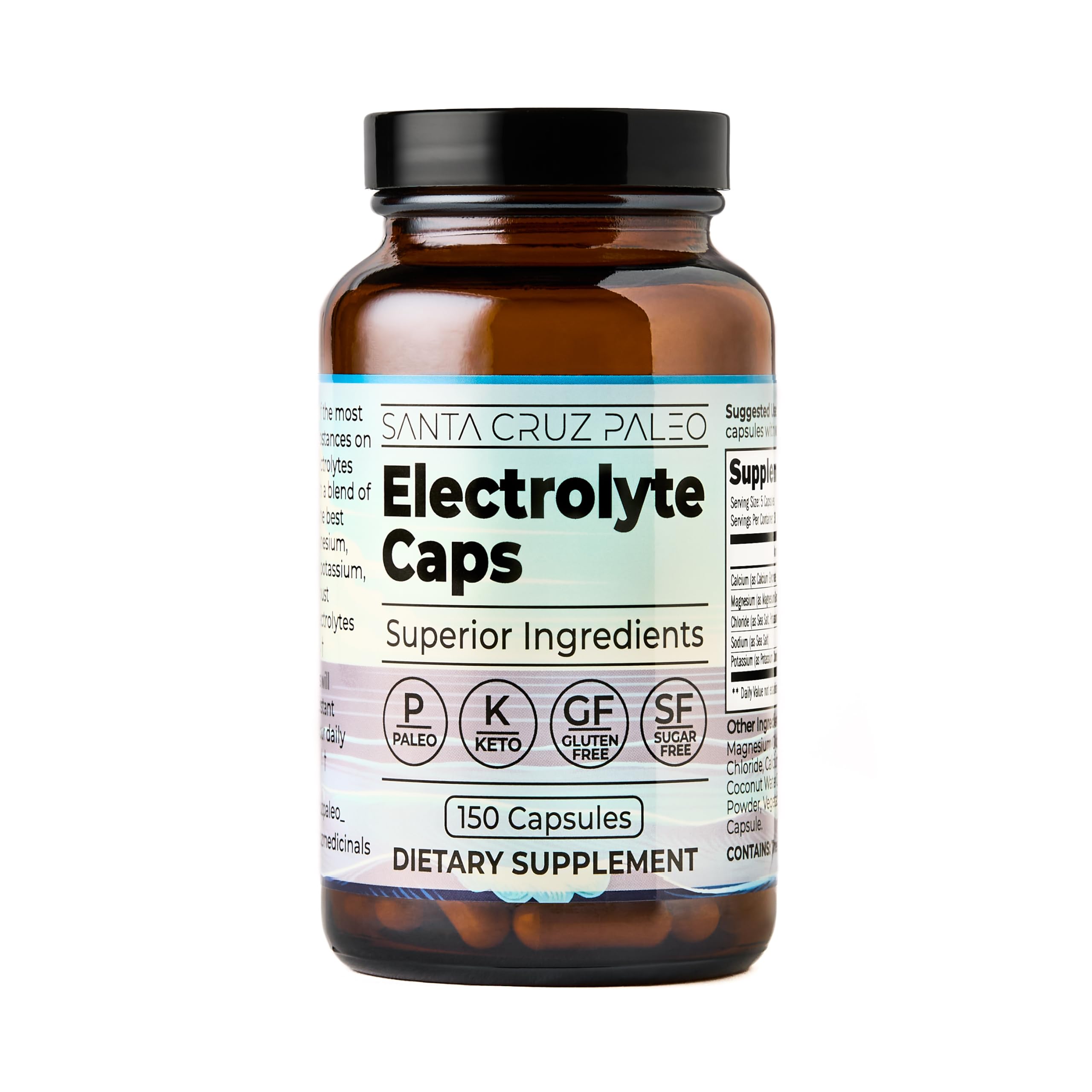 Santa Cruz Paleo electrolytes capsules clean-label formula without additives.