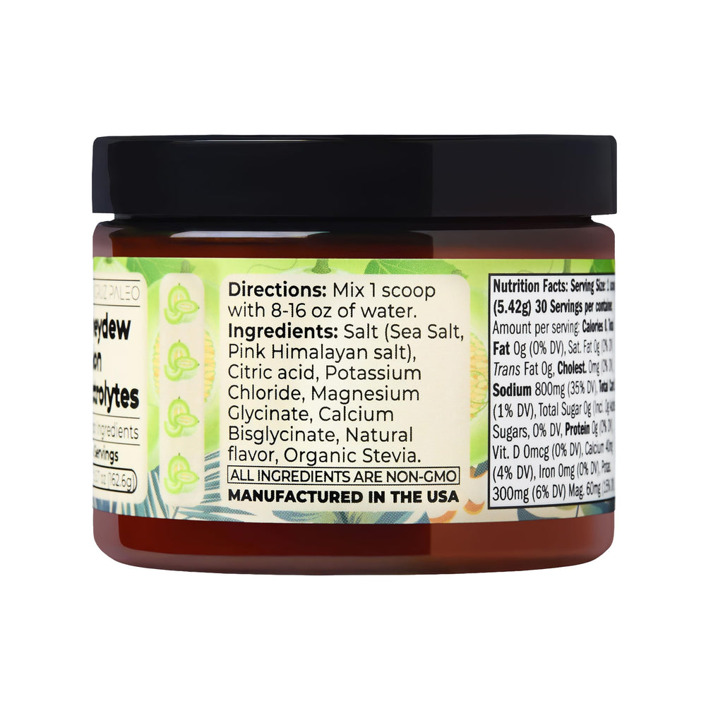 Stirring Santa Cruz Paleo Electrolyte Powder honeydew for even flavor distribution