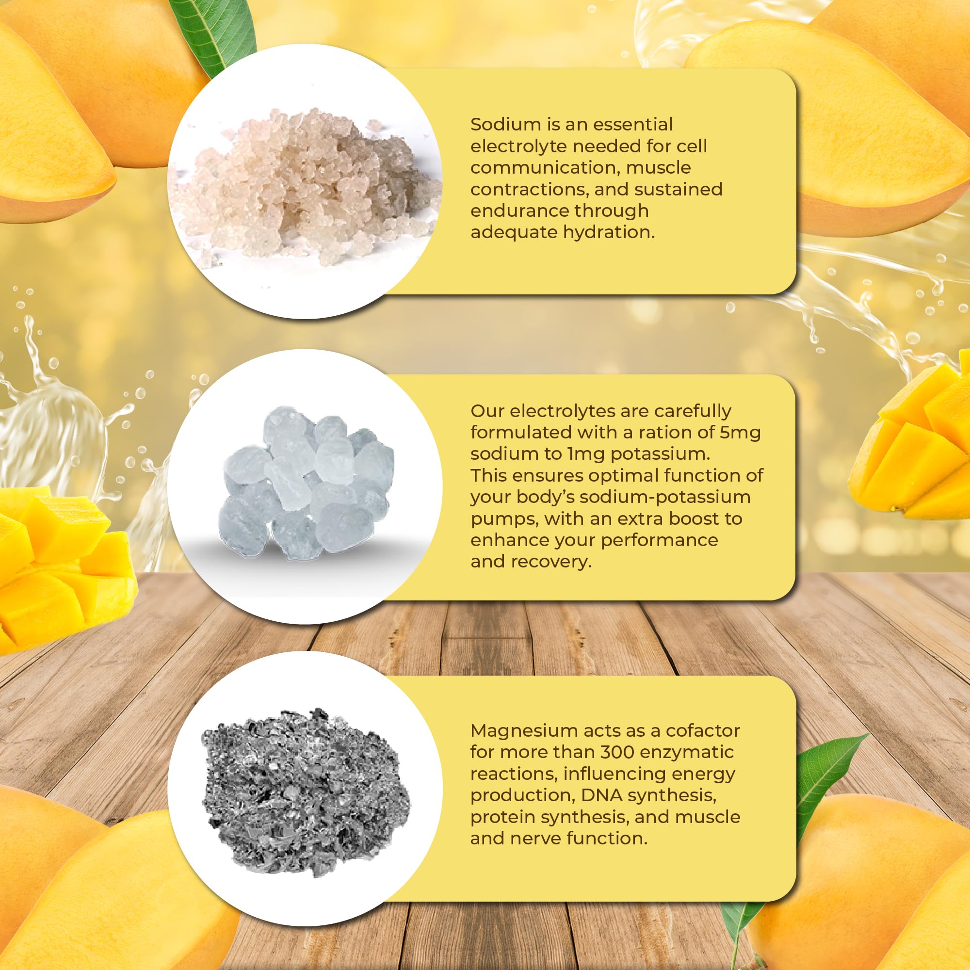 Santa Cruz Paleo Electrolyte Powder Mango dissolving in water for refreshing hydration.