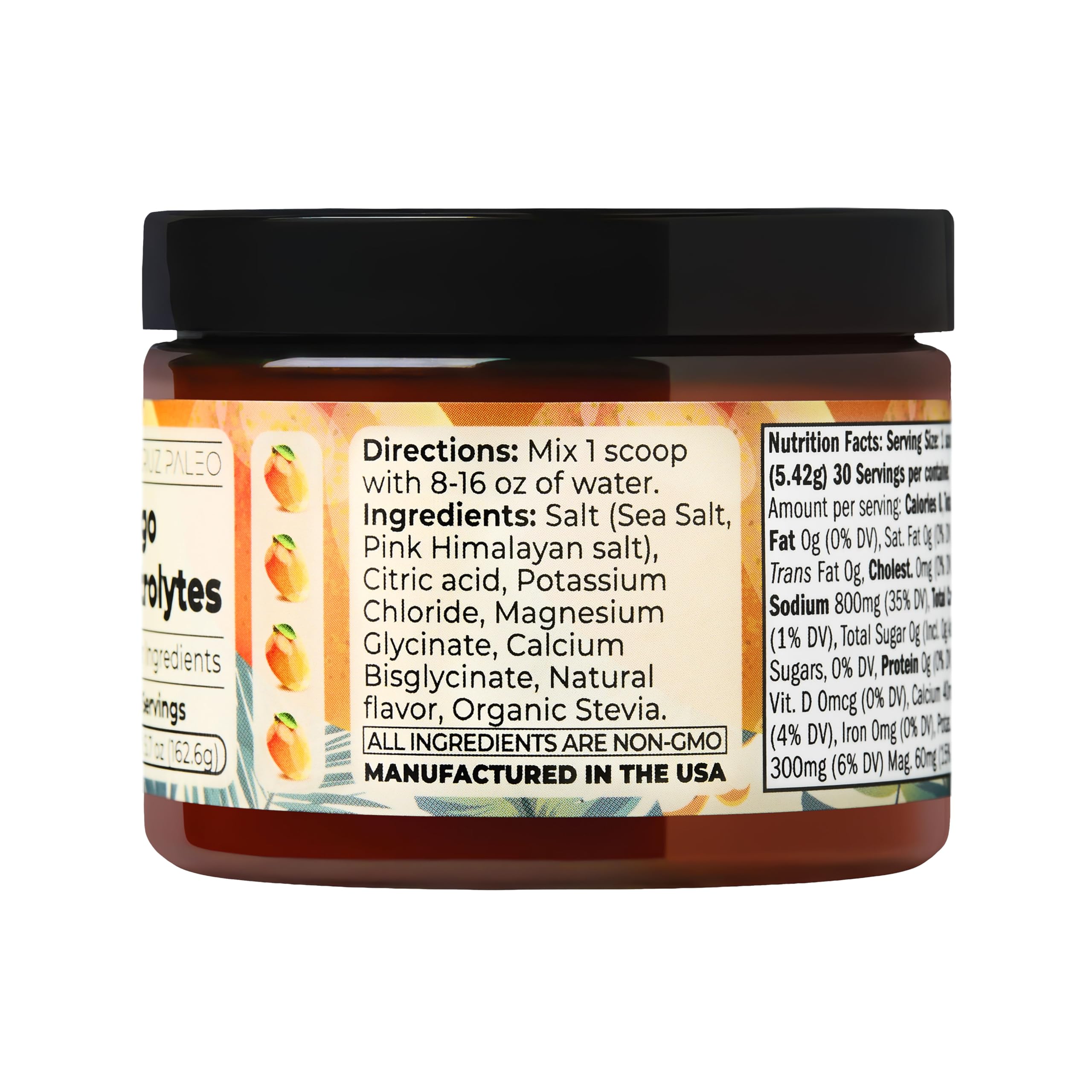Santa Cruz Paleo Electrolyte Powder Mango packaging shot emphasizes clean labeling.