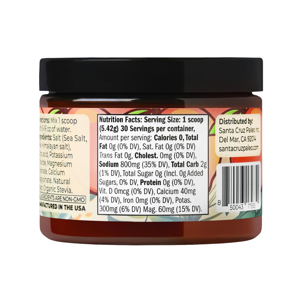 Santa Cruz Paleo Electrolyte Powder Peach scoop demonstrates easy portioning.