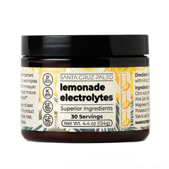 Santa Cruz Paleo Electrolyte Powder Lemonade bottle ready for sugar-free hydration on the go