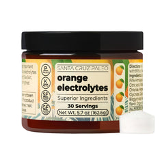 Santa Cruz Paleo Electrolyte Powder orange bottle for on-the-go hydration.