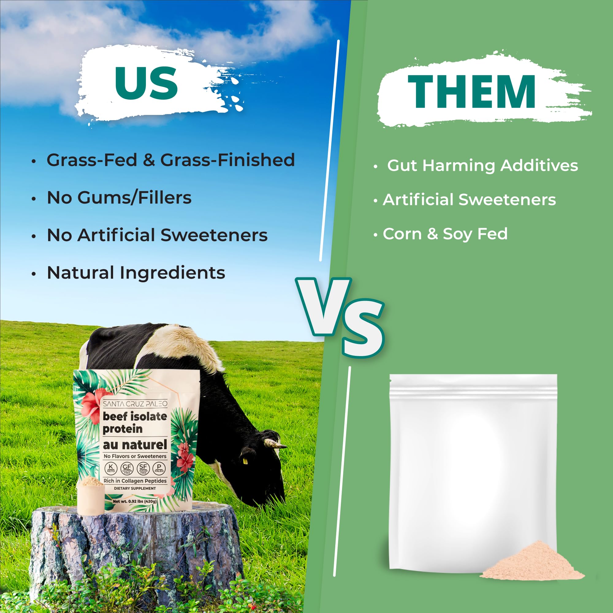 Santa Cruz Paleo ingredients panel highlights clean protein.