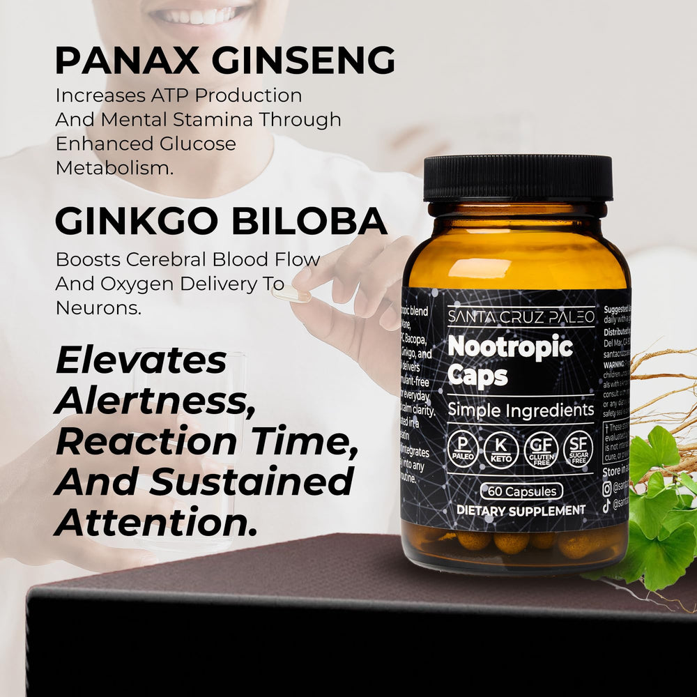 Santa Cruz Paleo Alpha GPC capsule image illustrates targeted focus support.
