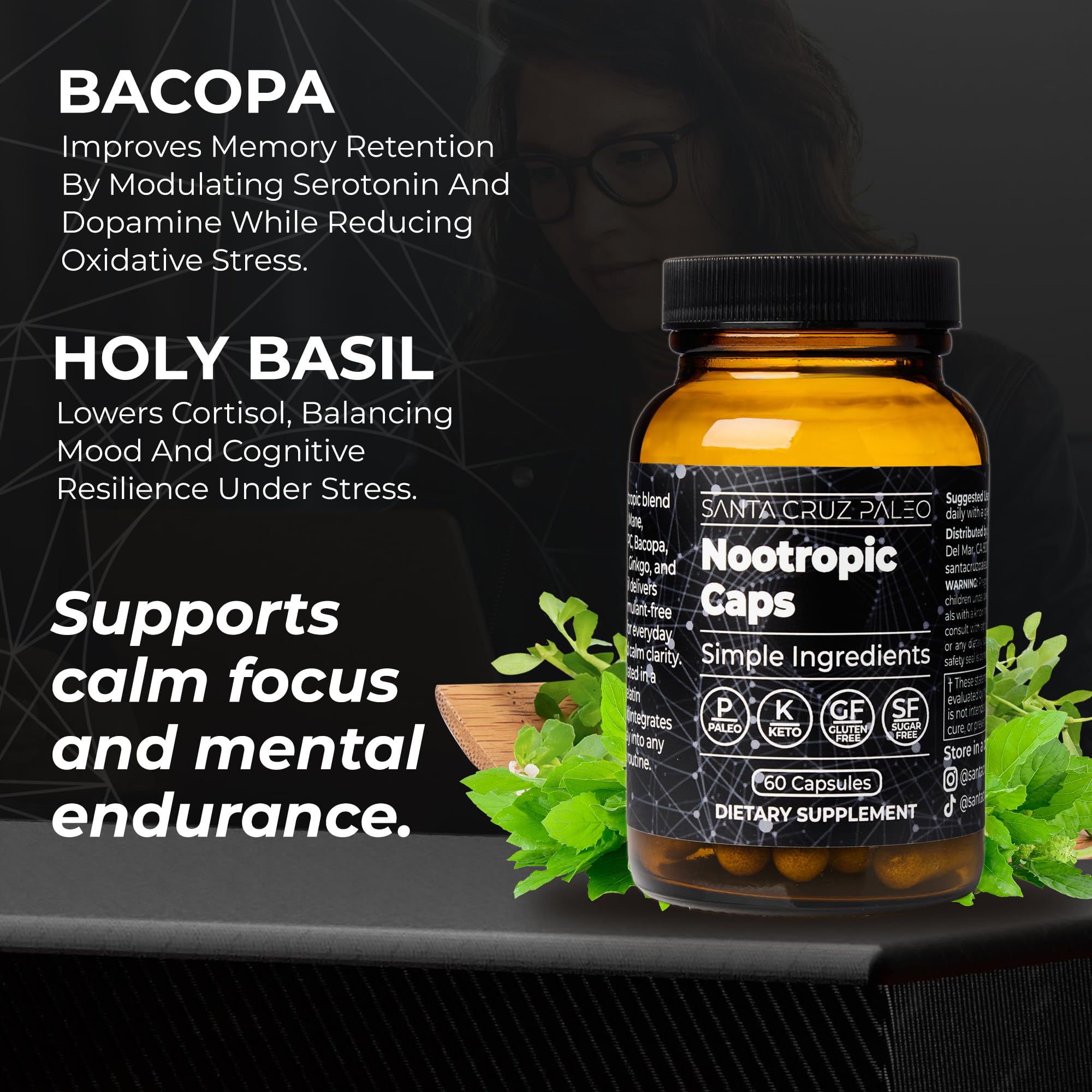 Santa Cruz Paleo Panax Ginseng visual highlights long-day energy without jitters.