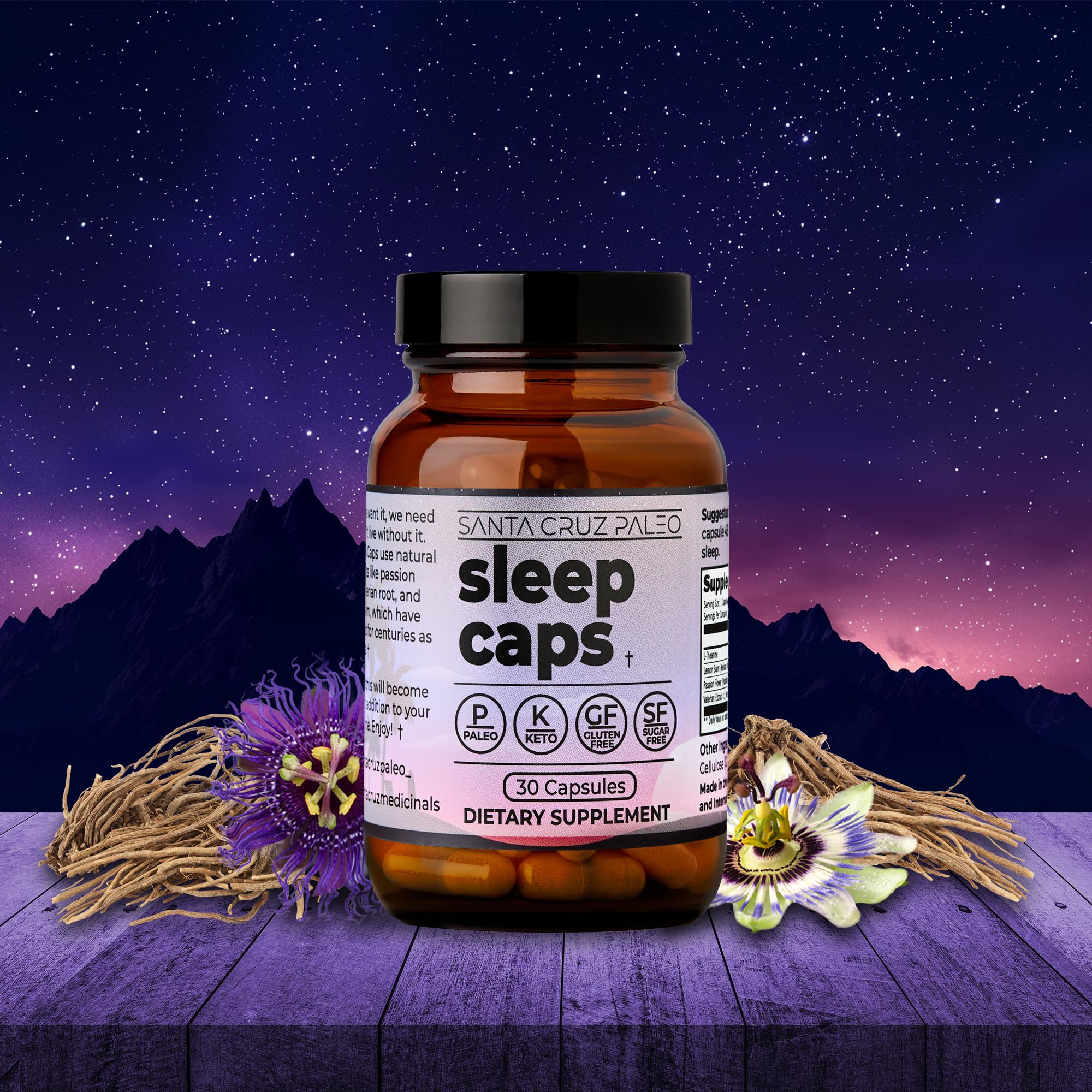 Santa Cruz Paleo Sleep Caps with Valerian Root for restful winding down.