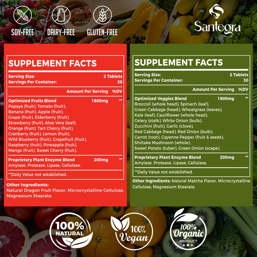Santegra 2000mg veg tablets with matcha flavor supports balanced nutrition.