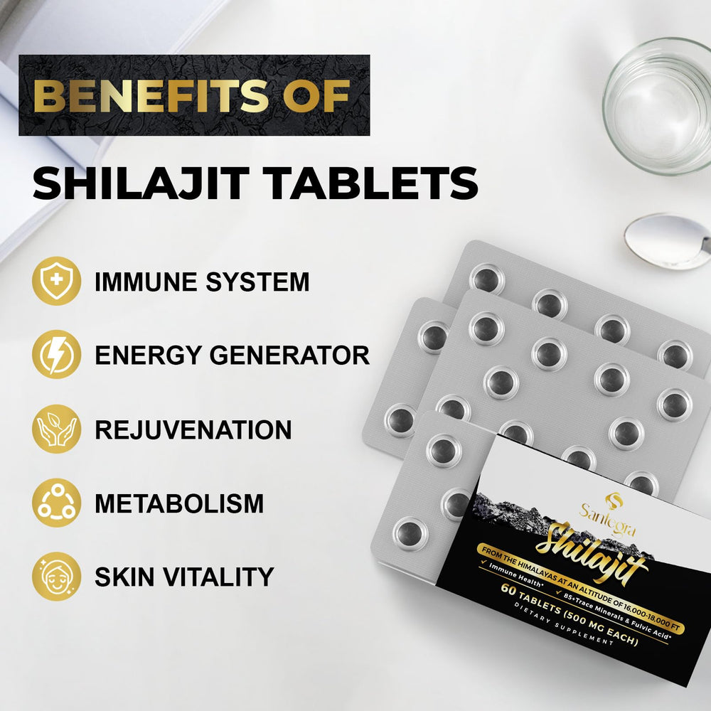 Santegra shilajit contains 85+ trace minerals for vitality.