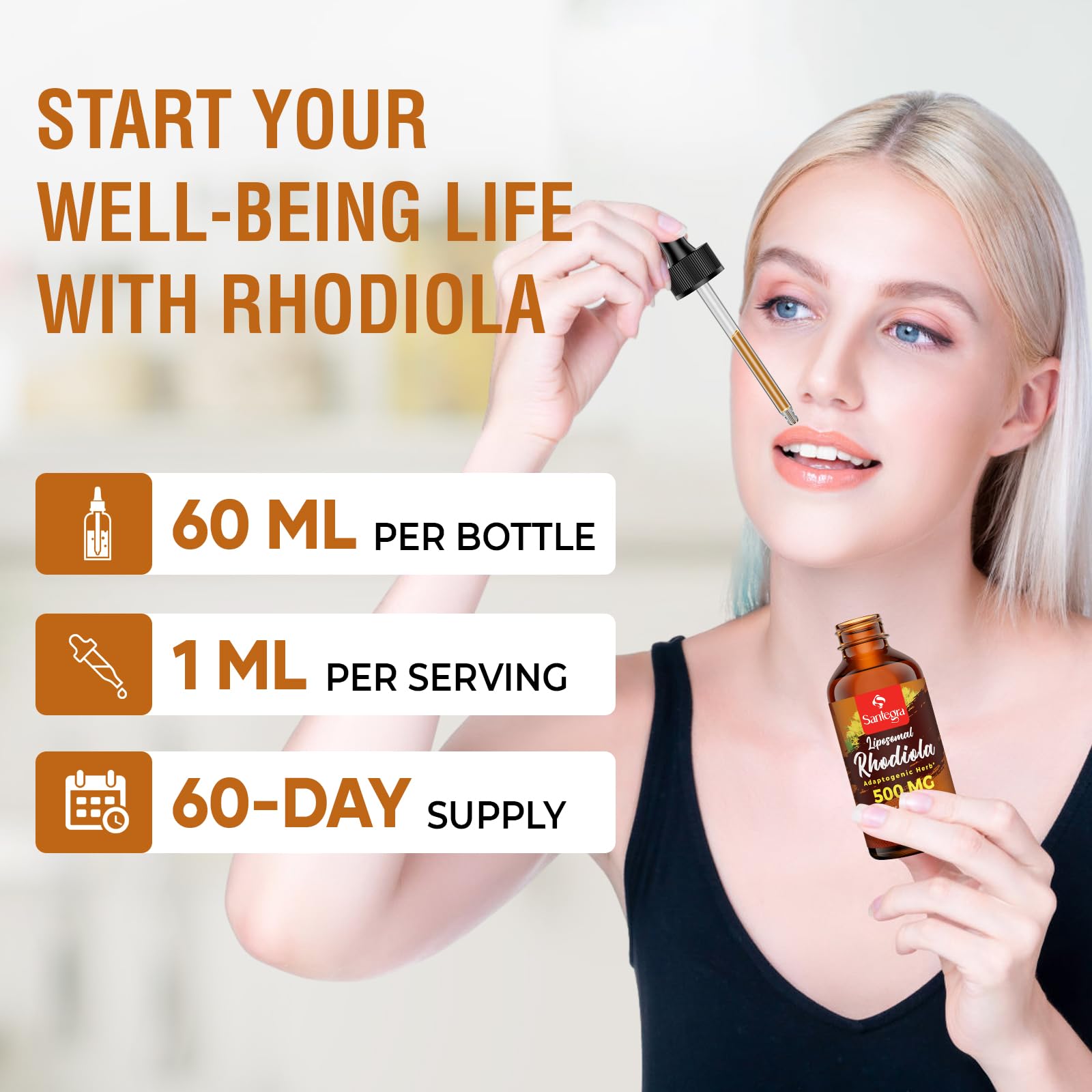 Santegra natural flavor drops mix easily into beverages without bitterness.