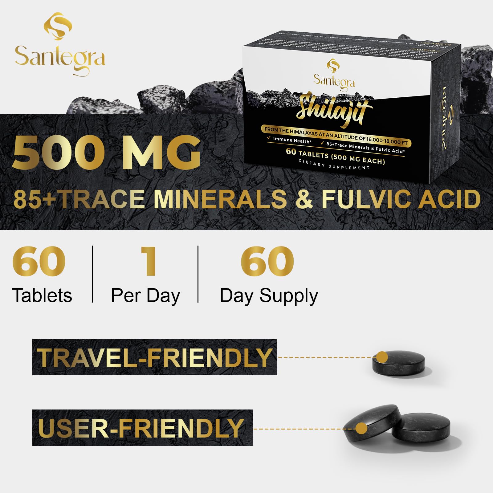 Compact on-the-go packaging makes tablets easy to carry.