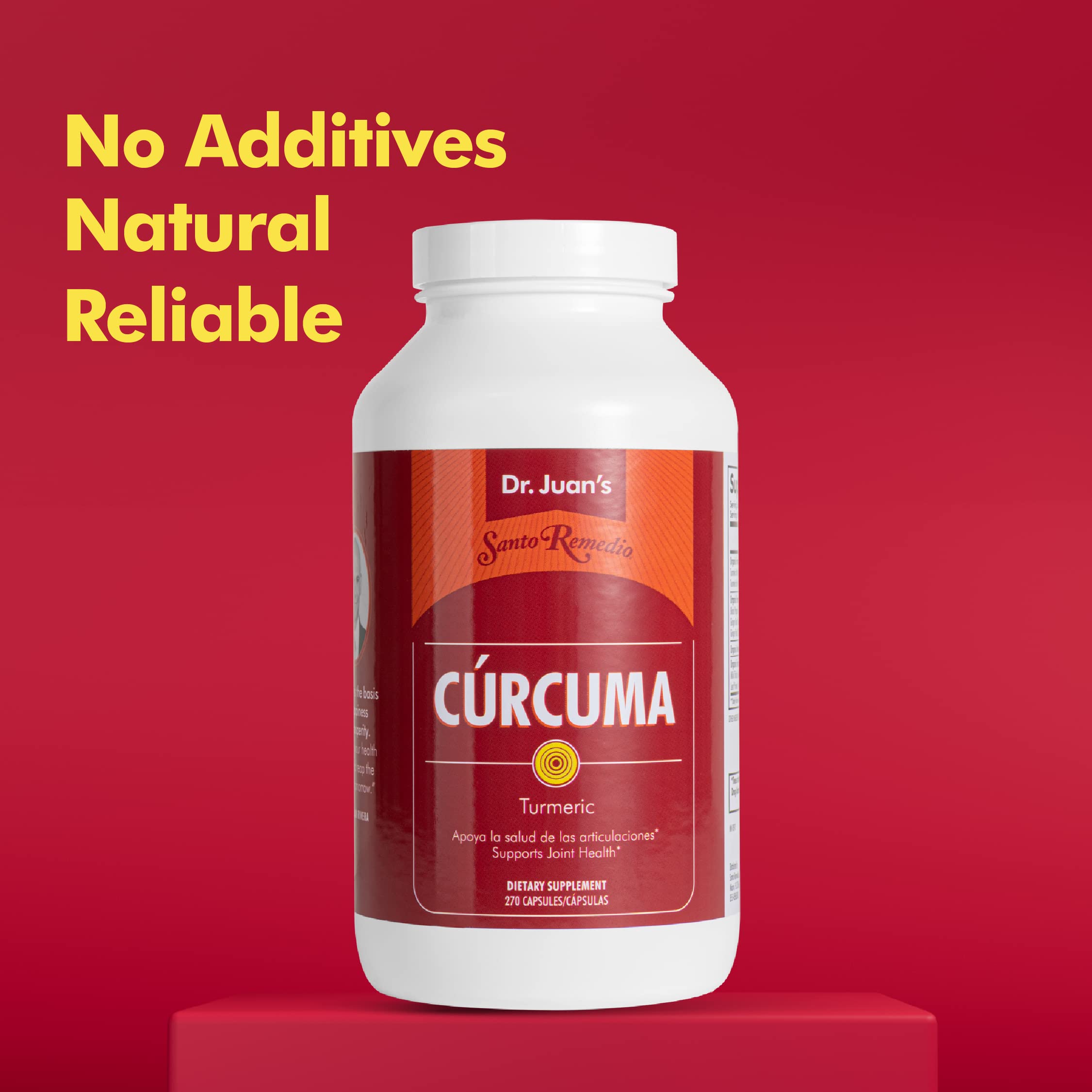 Santo Remedio Turmeric glass bottle on kitchen counter for daily wellness.