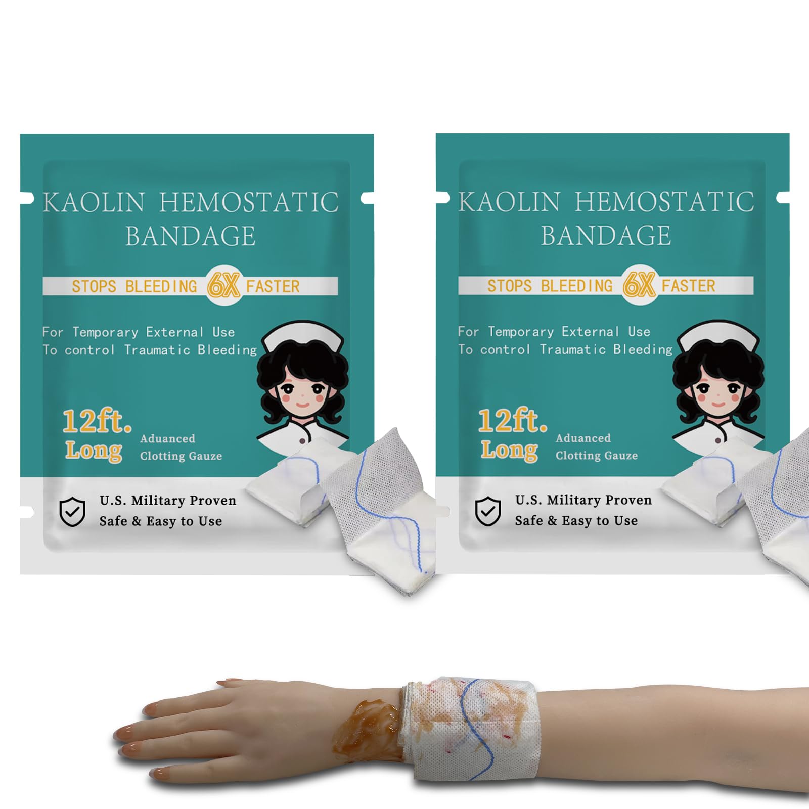 Sapbontchi Quick Clot Gauze 3x12.5 inch pack for rapid wound packing