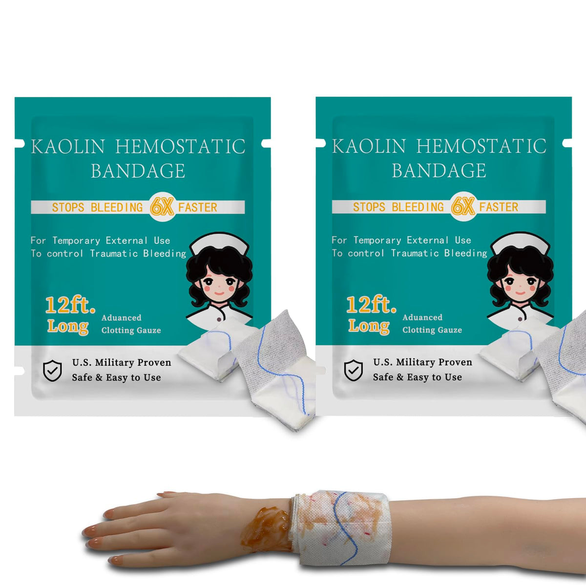 Sapbontchi Quick Clot Gauze 3x12.5 inch pack for rapid wound packing
