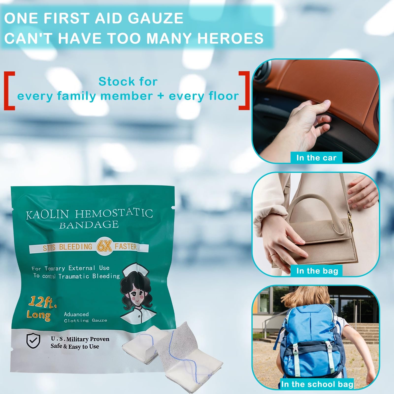 Sapbontchi Quick Clot Gauze supports emergency readiness in packs.
