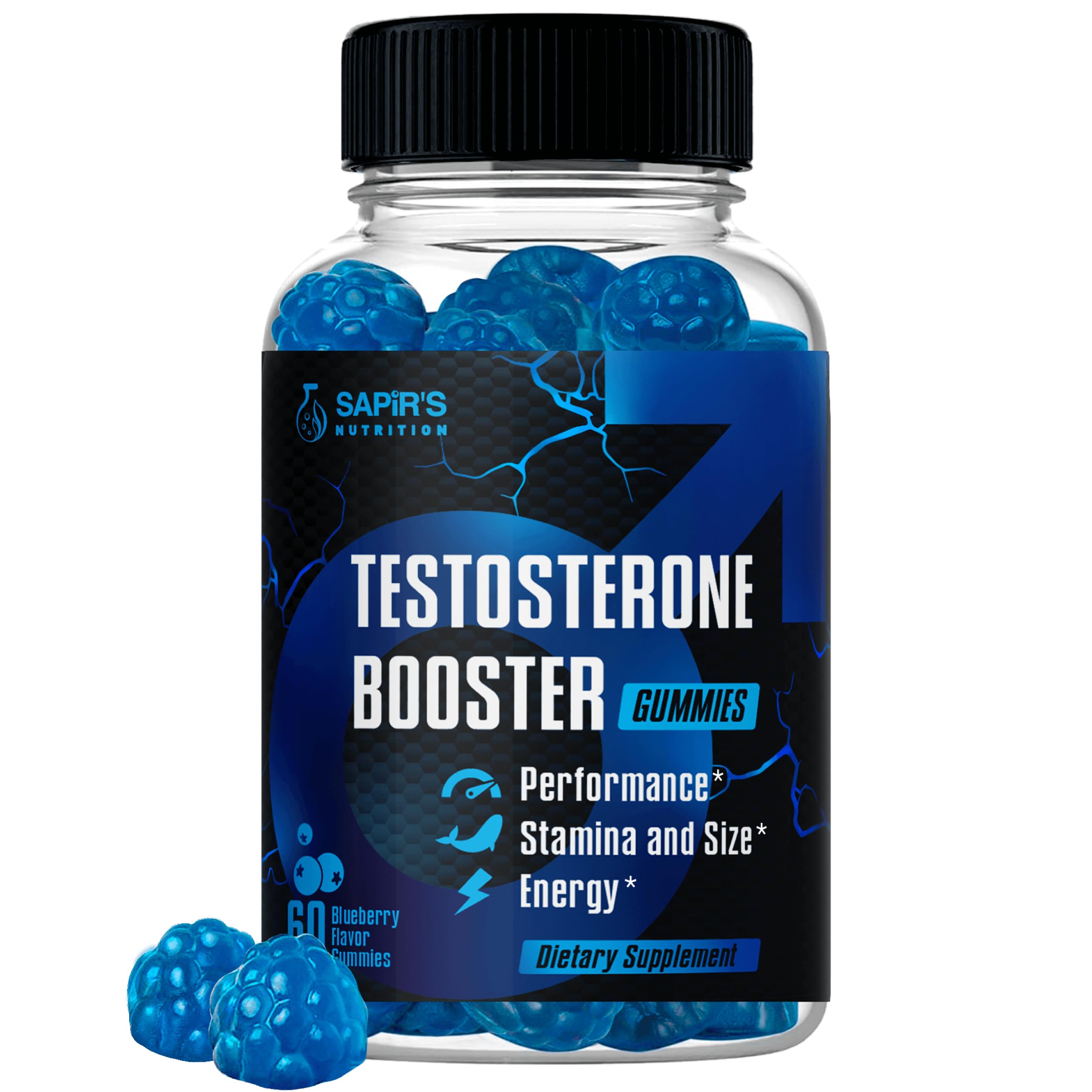 Sapir's Nutrition Testosterone Booster Gummies bottle supports daily energy and stamina.